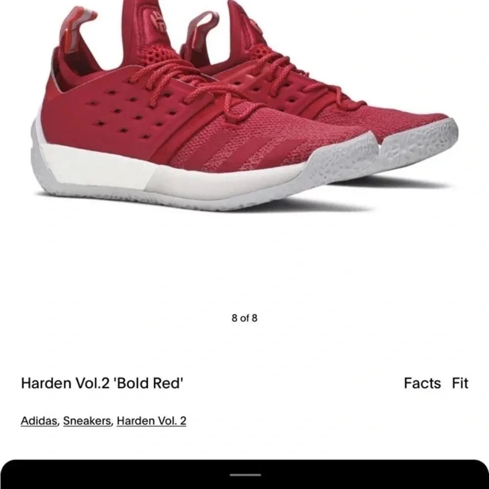 𝅺adidas Men’s Harden Volume 2 Bold Red Shoes‎ Size 9